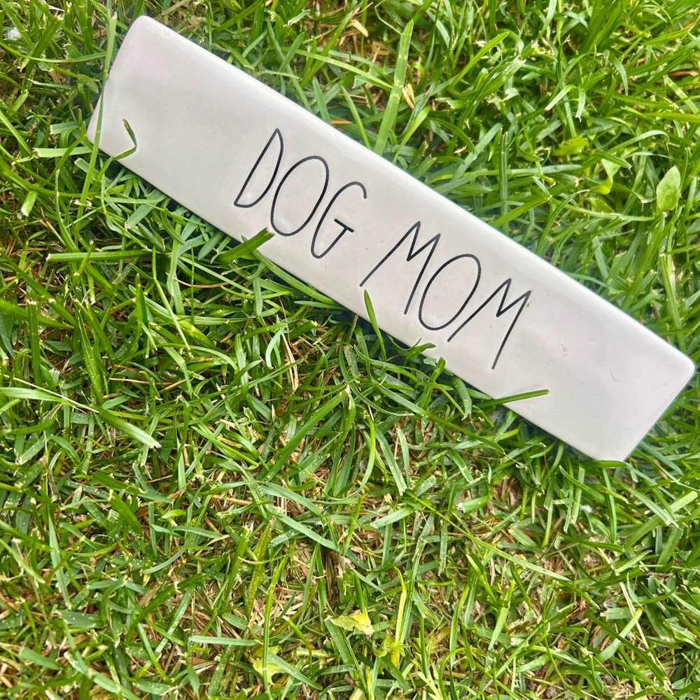 Rae Dunn White 'Dog Mom' Ceramic Plaque